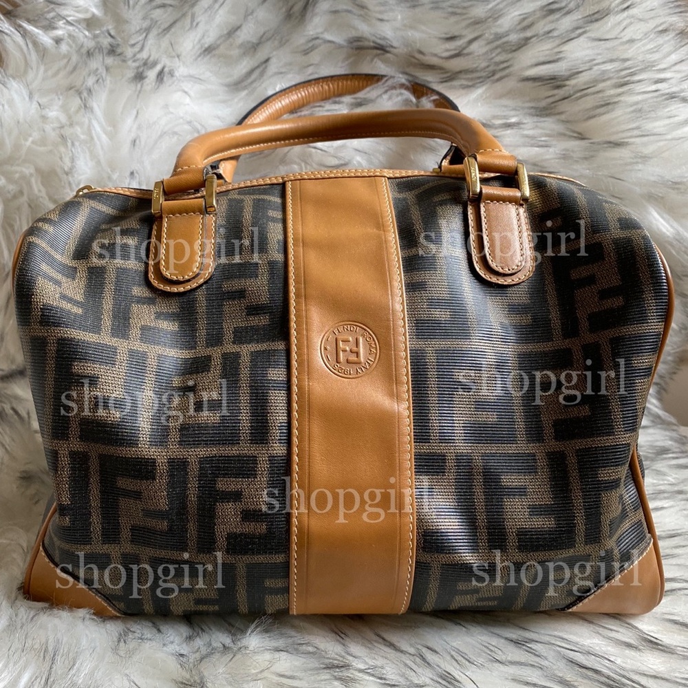 Vintage Fendi Zucca Doctor Bag Speedy Boston Logo Purse, Authentic
